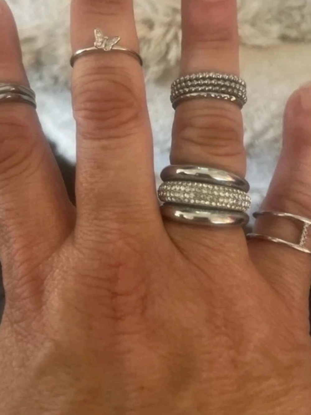 Sterling Silver Stacked Ring Set - Silver Women Jewelry